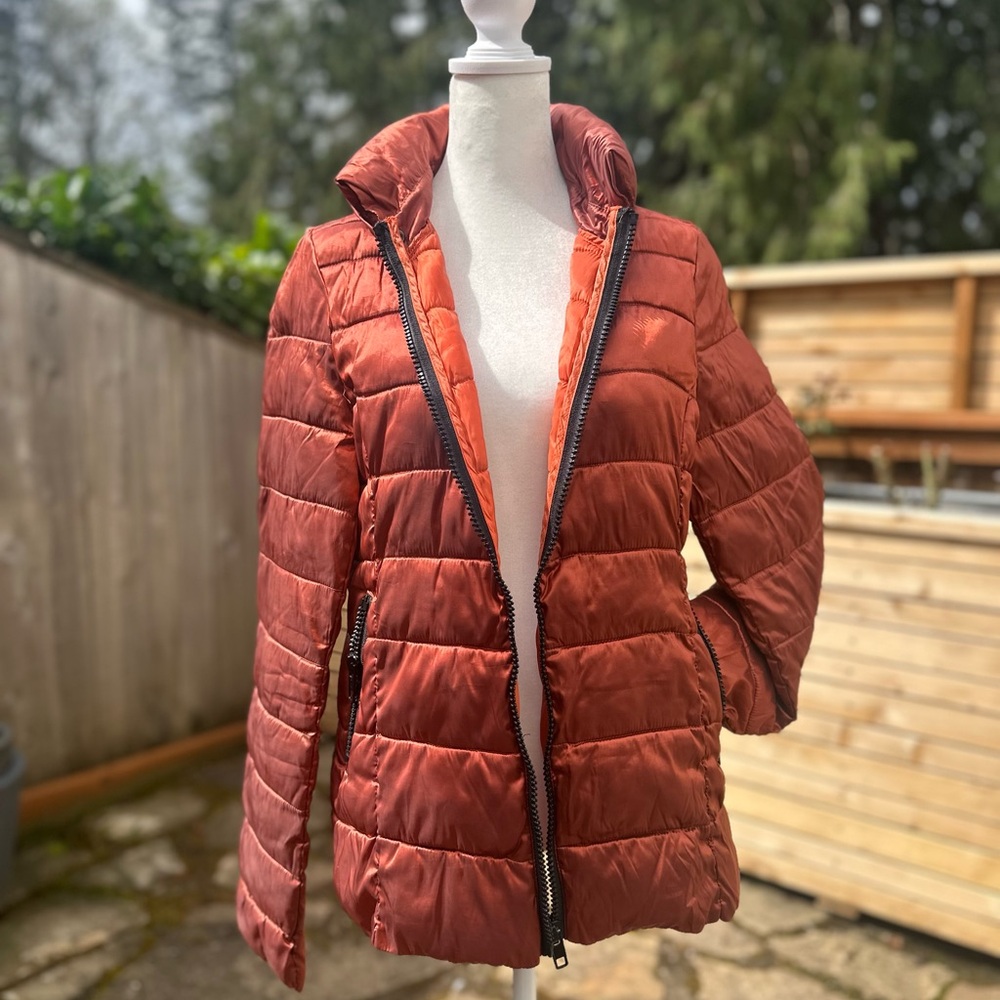 Women's Vibrant Orange Puffer Jacket